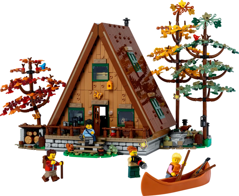 LEGO® Ideas display model of an A-Frame Cabin (21338)