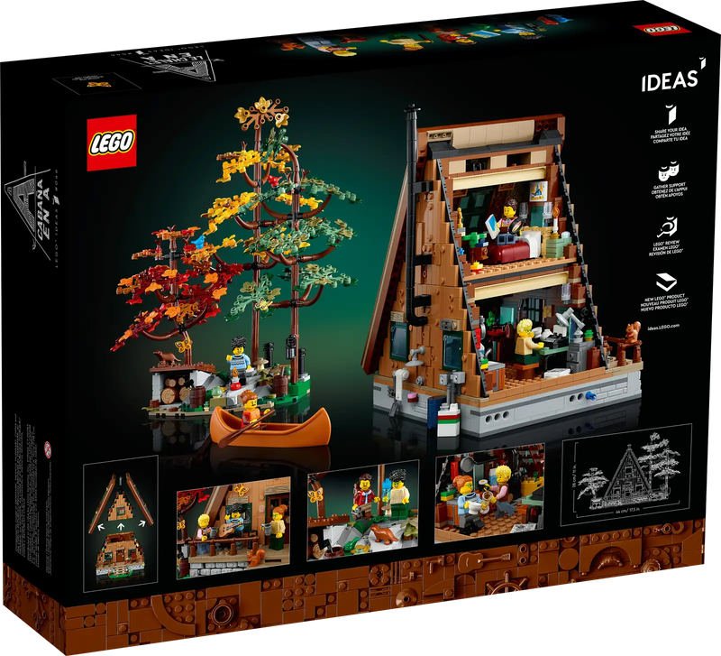 LEGO® Ideas display model of an A-Frame Cabin (21338)