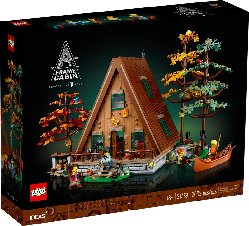 LEGO® Ideas display model of an A-Frame Cabin (21338)