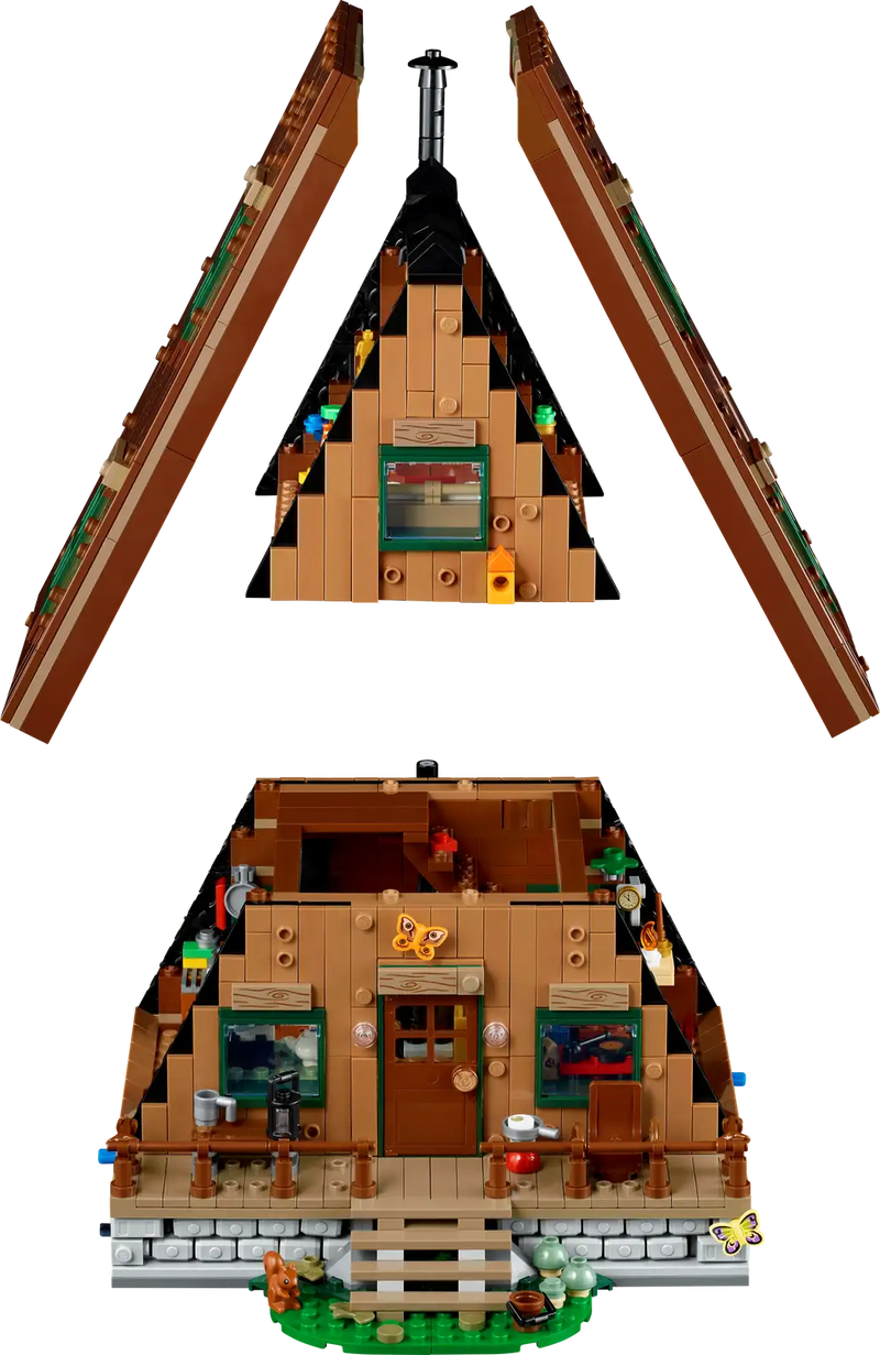 LEGO® Ideas display model of an A-Frame Cabin (21338)