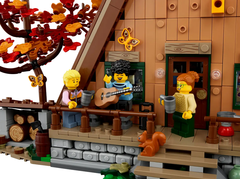 LEGO® Ideas display model of an A-Frame Cabin (21338)