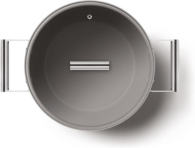 Smeg All Hobs None-Stick Casserole Pan with Lid, 26 cm Diameter, Red