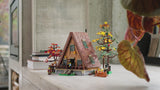 LEGO® Ideas display model of an A-Frame Cabin (21338)